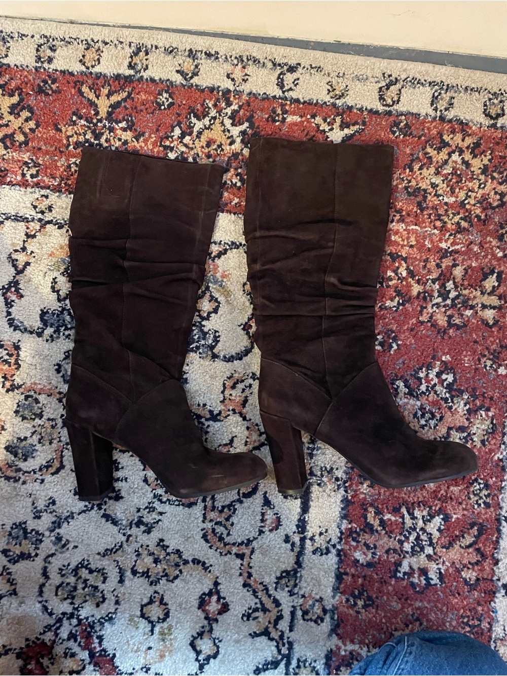 Nine West Dark Brown Suede Heeled Boots